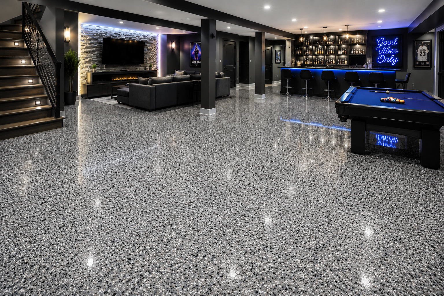 Basement Floor Coating install in Palm Beach County, Florida