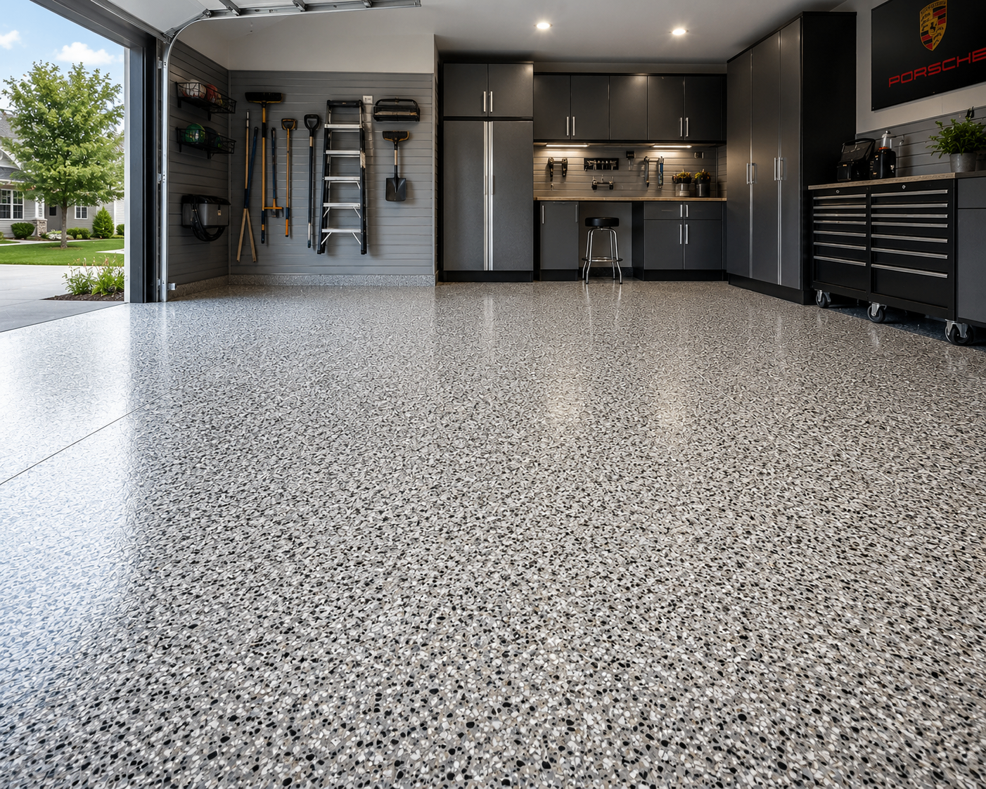 Decorative Flake Floors install in Palm Beach County, Florida